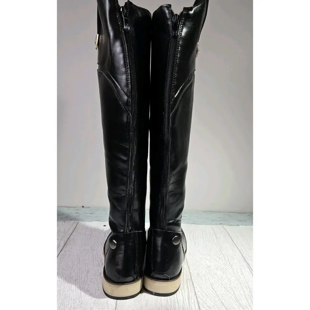 Women's Fashion Riding Tall Boot Zip Back Size 8 (40) Equestrian Military Moto